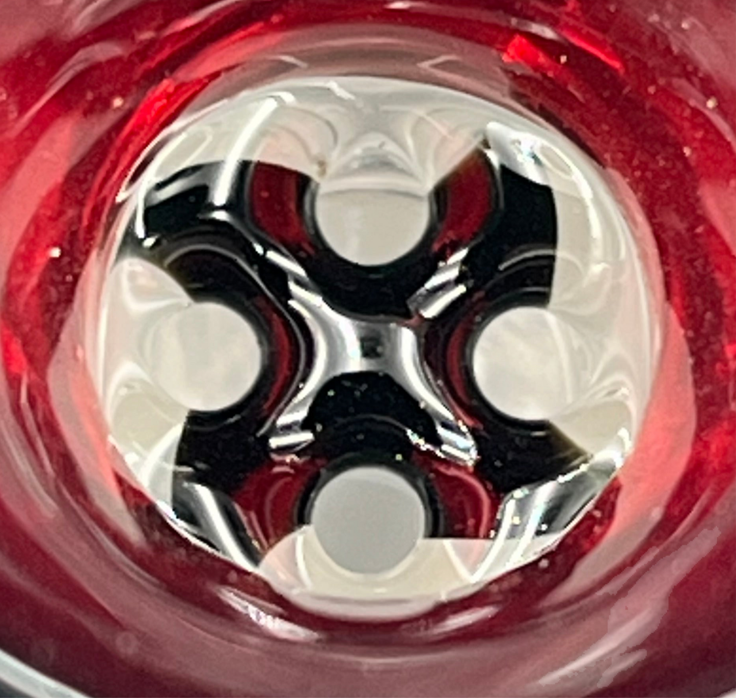 4 Hole Bowl with Dichroic Image Marble on Spike - 14mm