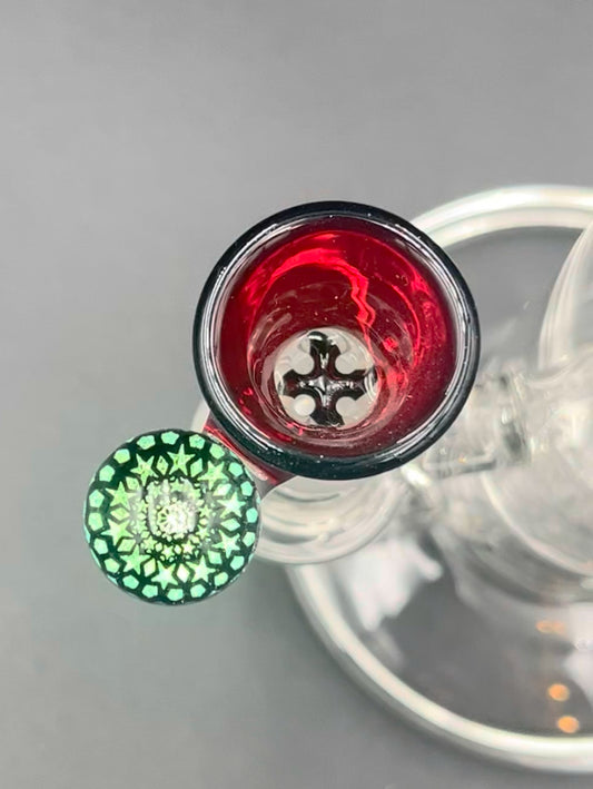 14mm 4-hole bowl with dichro image handle. (Slight inclusion)