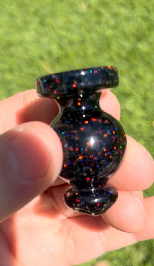 Crushed opal bubble spinner cap - jet black