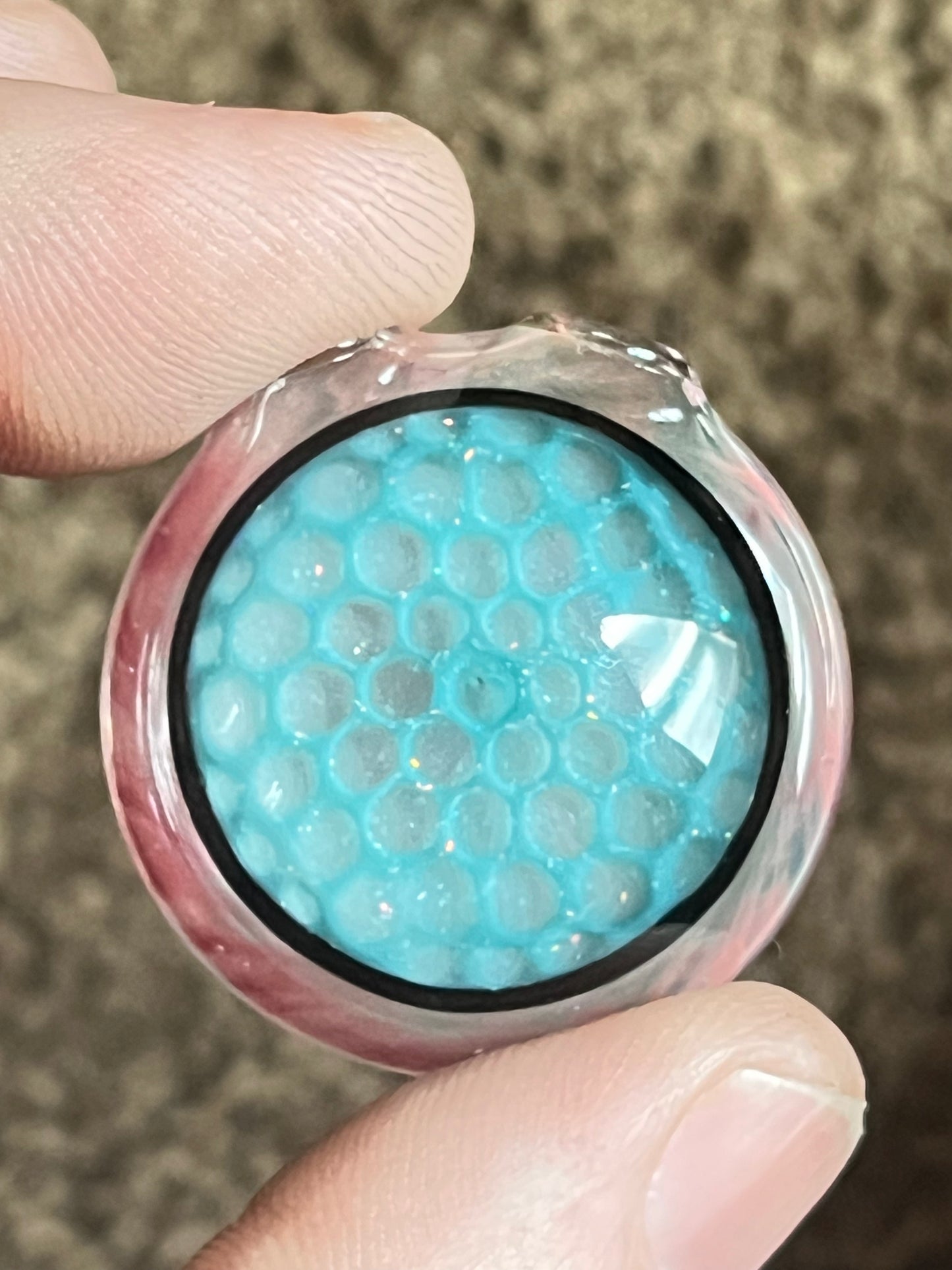 Honeycomb pendant with light crushed opal